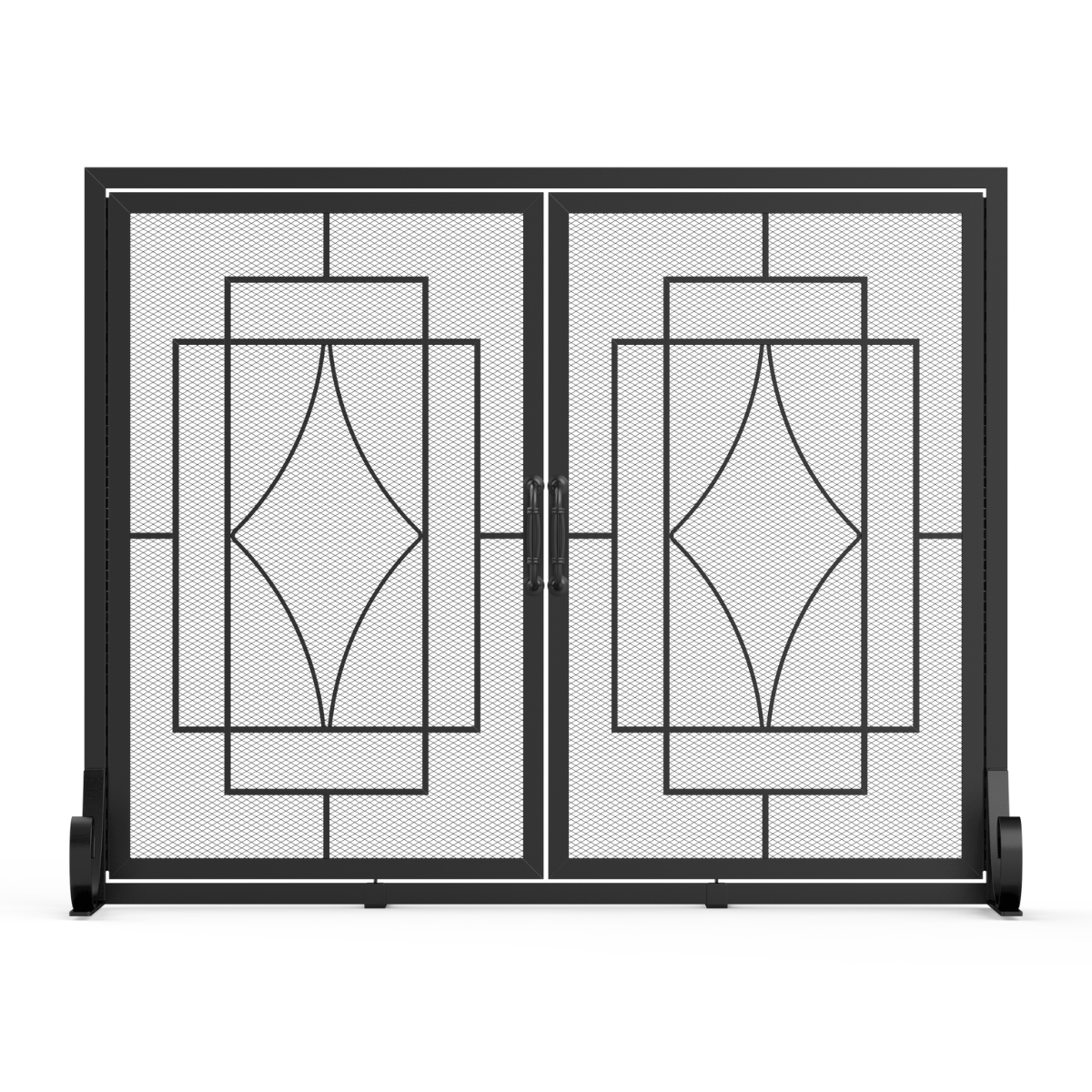Kingsyard Geometric Metal Fireplace Screen with Magnetic Panels