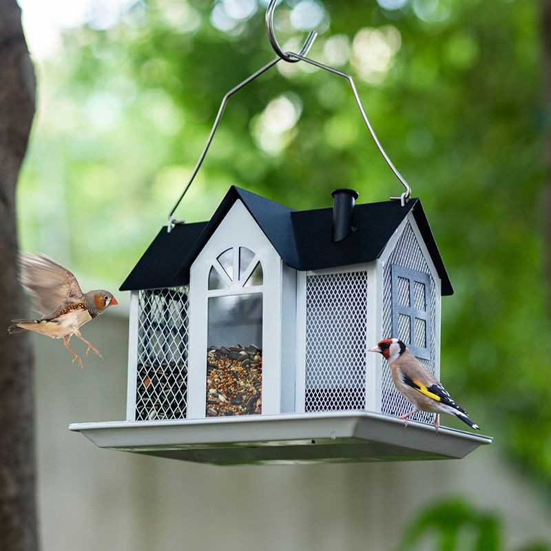 Kingsyard Metal House Bird Feeder with Large Tray