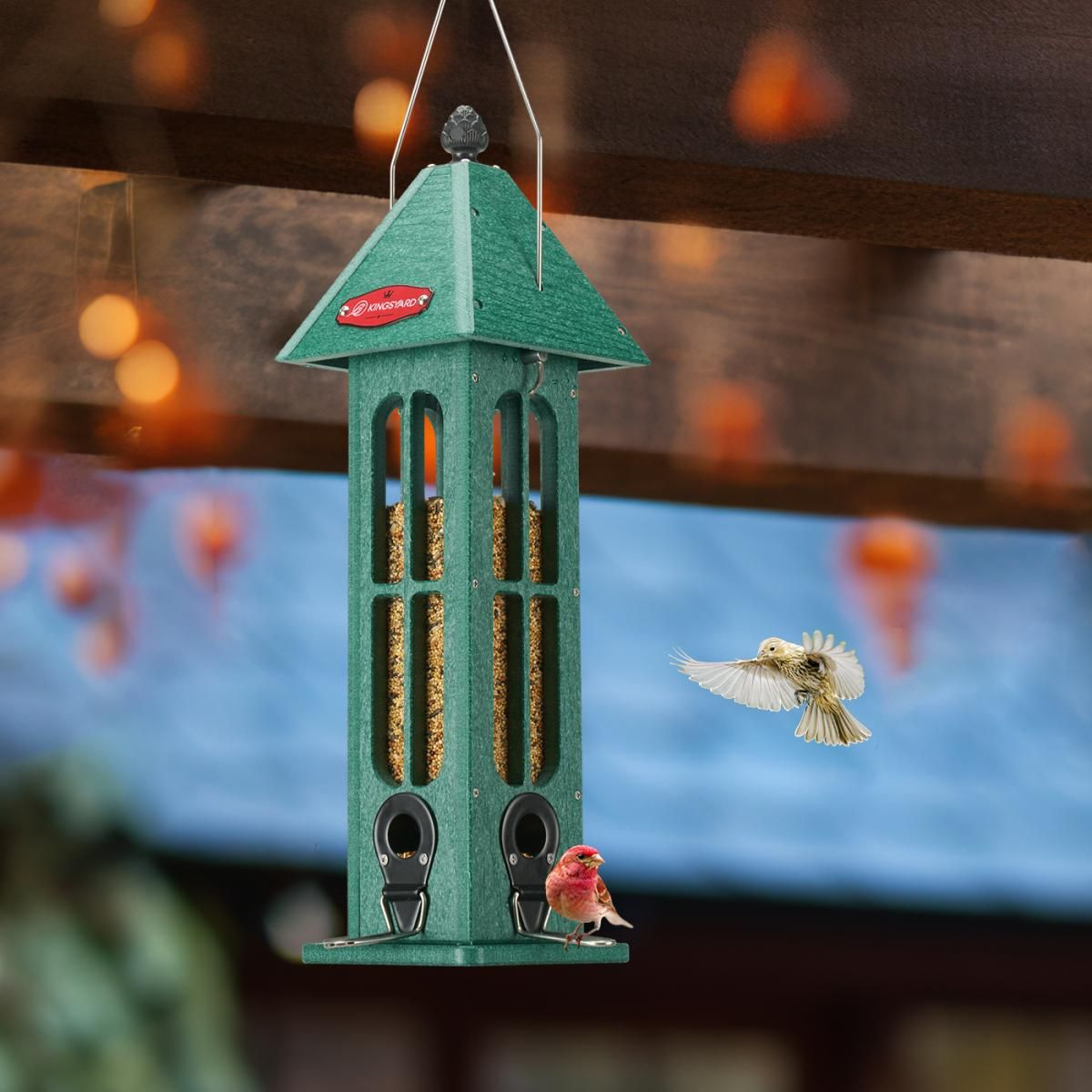 Kingsyard Rainproof Tube Feeder with 4 Ports