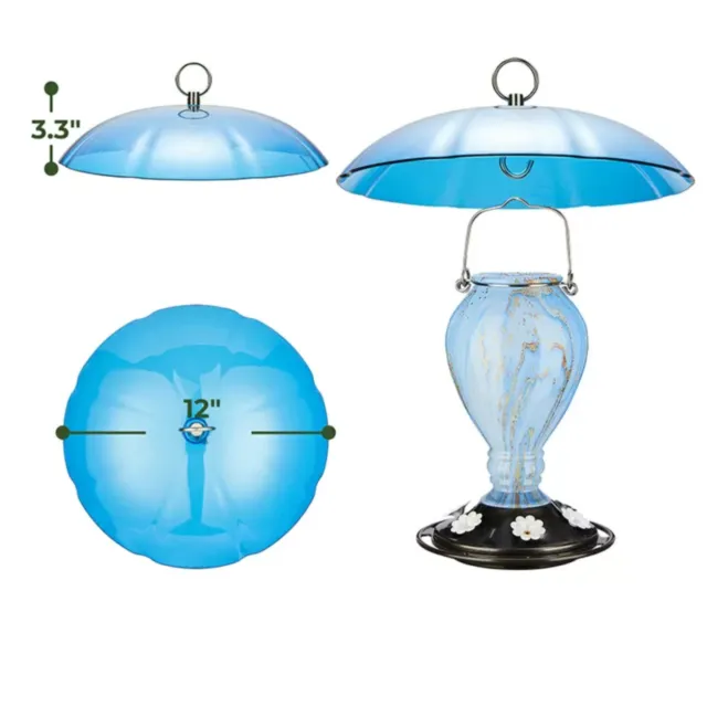 Kingsyard Round Glass Hummingbird Feeder with Flower Patterns