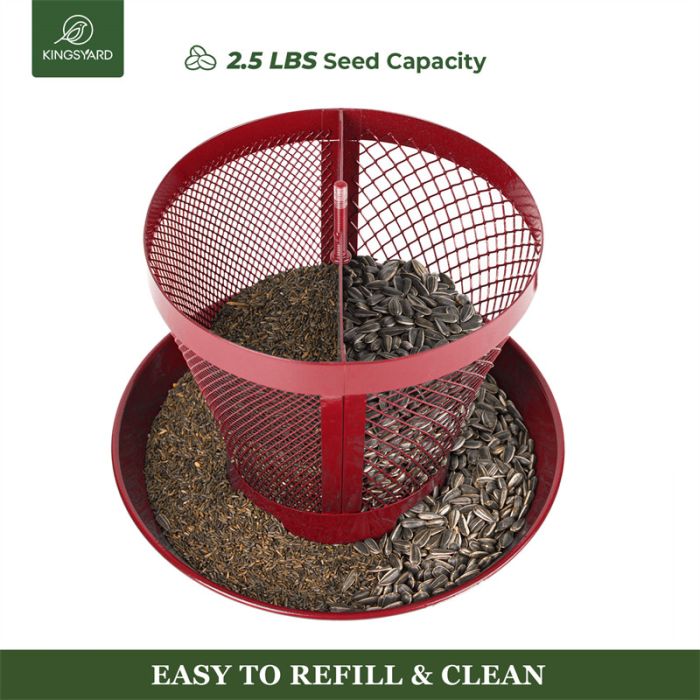 Red Kingsyard Dual-Use Metal Mesh Wild Bird Feeder with Weatherproof Dome 4 Red Kingsyard Dual-Use Metal Mesh Wild Bird Feeder with Weatherproof Dome 4