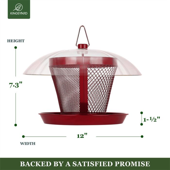 Red Kingsyard Dual-Use Metal Mesh Wild Bird Feeder with Weatherproof Dome 3 Red Kingsyard Dual-Use Metal Mesh Wild Bird Feeder with Weatherproof Dome 3