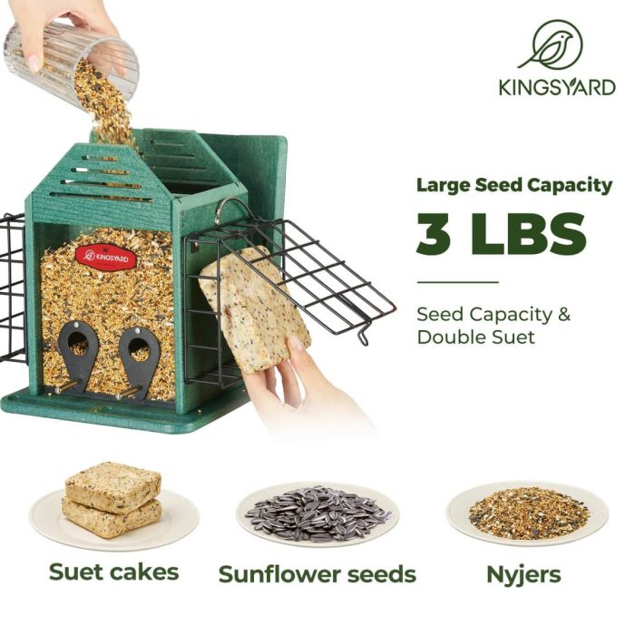Kingsyard 3 in 1 Double Suet Metal Mesh Wild Bird Feeder 3 Kingsyard 3 in 1 Double Suet Metal Mesh Wild Bird Feeder 3