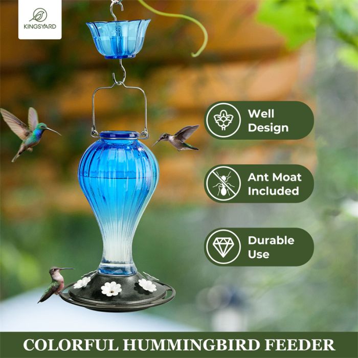 Blue Kingsyard 24oz Leak Proof Glass Hummingbird Feeder with Ant Moat 7 Blue Kingsyard 24oz Leak Proof Glass Hummingbird Feeder with Ant Moat 7