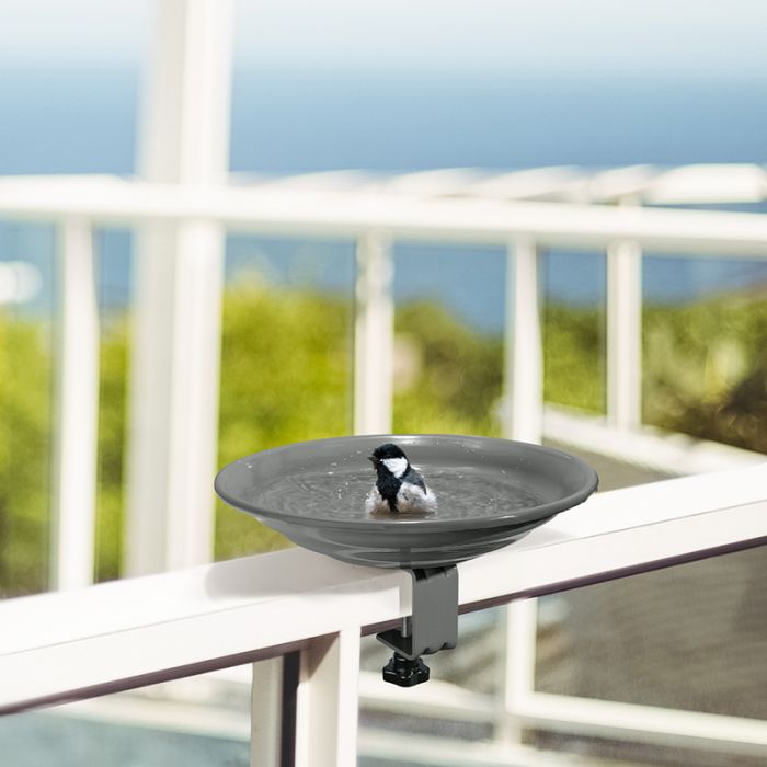 Kingsyard Metal Bird Bath Clamp-On Bird Water Bowl 4 Kingsyard Metal Bird Bath Clamp-On Bird Water Bowl 4