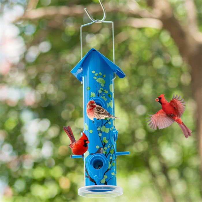 Blue Kingsyard Artwork Metal Tube Bird Feeder 8 Blue Kingsyard Artwork Metal Tube Bird Feeder 8