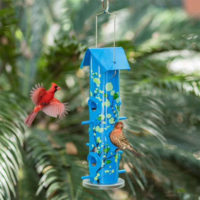 Blue Kingsyard Artwork Metal Tube Bird Feeder 1 Blue Kingsyard Artwork Metal Tube Bird Feeder 1