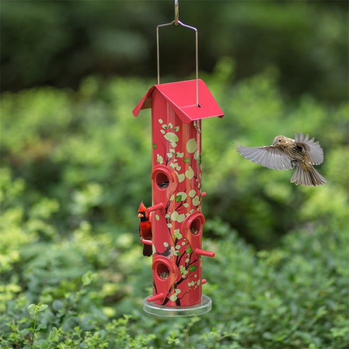 Red Kingsyard Artwork Metal Tube Bird Feeder 9 Red Kingsyard Artwork Metal Tube Bird Feeder 9
