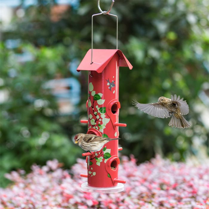 Red Kingsyard Artwork Metal Tube Bird Feeder 1 Red Kingsyard Artwork Metal Tube Bird Feeder 1