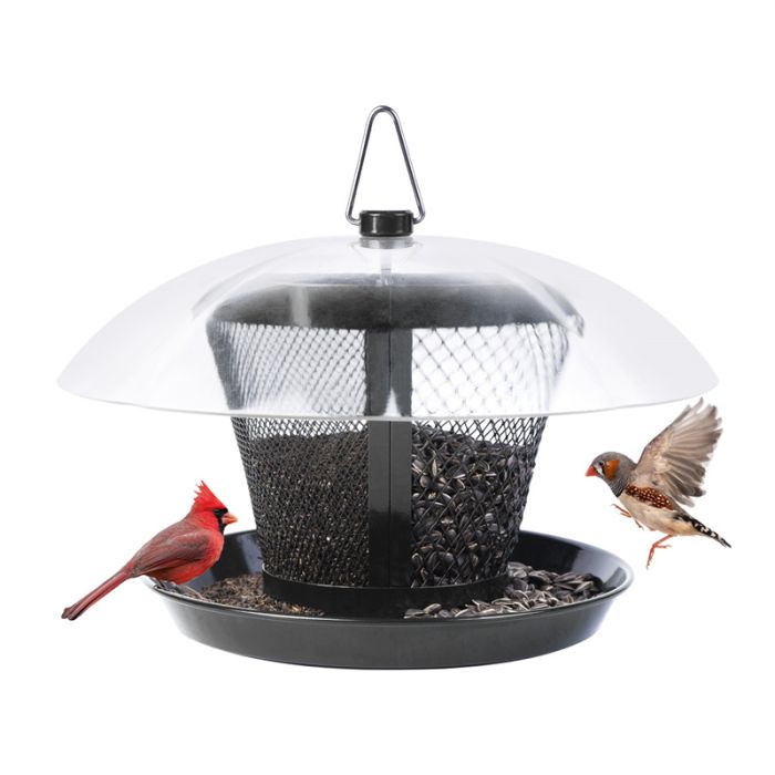 Iron Grey Kingsyard Dual-Use Metal Mesh Wild Bird Feeder with Weatherproof Dome 2 Iron Grey Kingsyard Dual-Use Metal Mesh Wild Bird Feeder with Weatherproof Dome 2