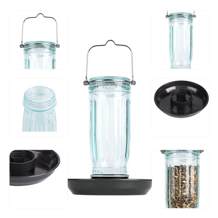Green Kingsyard Glass Bird Waterer for Outdoor Use 3