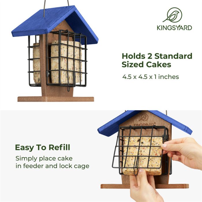 Blue Kingsyard Recycled Plastic Suet Bird Feeders 4 Blue Kingsyard Recycled Plastic Suet Bird Feeders 4
