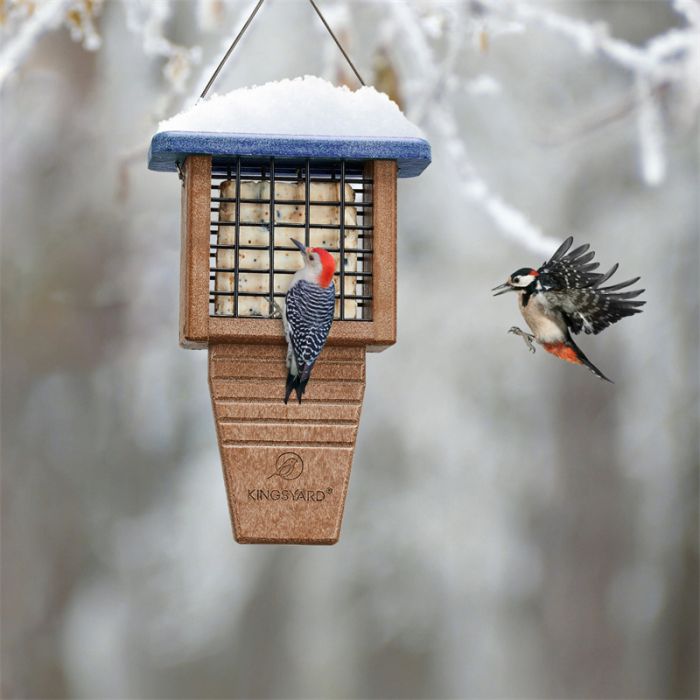 Blue Kingsyard Tail Prop Suet Feeder for Woodpeckers 9 Blue Kingsyard Tail Prop Suet Feeder for Woodpeckers 9