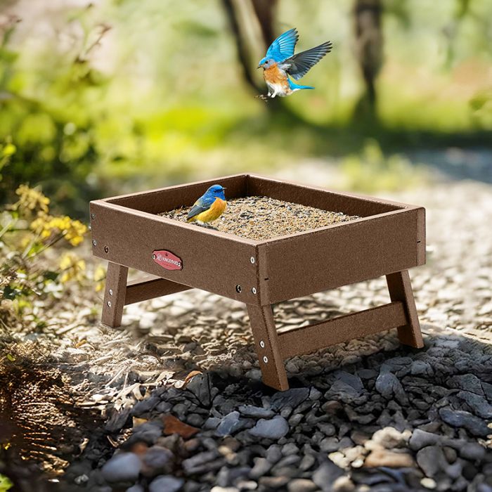Brown Kingsyard Recycled Plastic Ground Feeder For Birds and Chickens 1 Brown Kingsyard Recycled Plastic Ground Feeder For Birds and Chickens 1