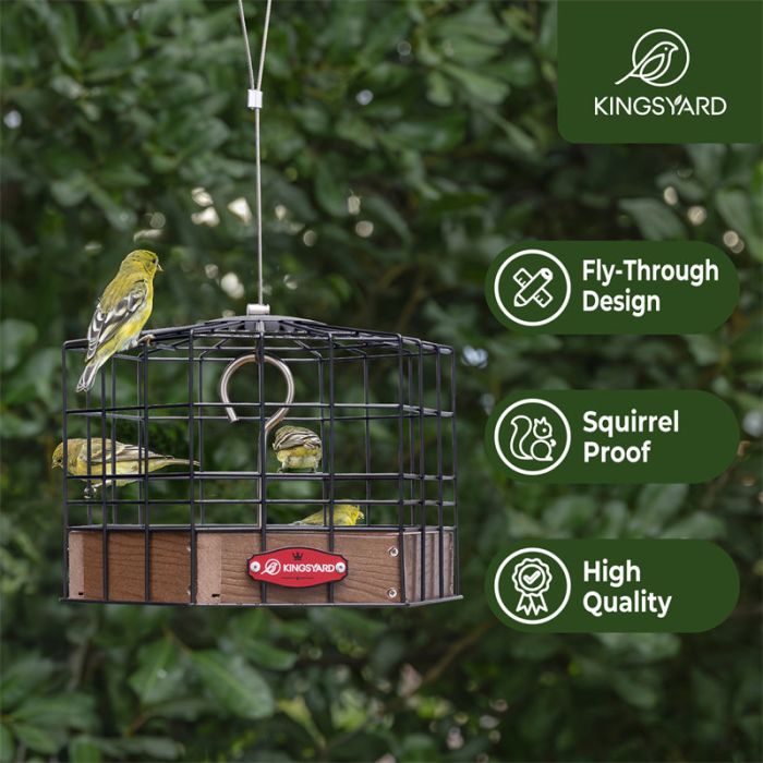 Brown Kingsyard Squirrel-Proof Platform Hanging Bird Feeder 8