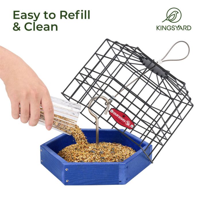 Blue Kingsyard Squirrel-Proof Platform Hanging Bird Feeder 4 Blue Kingsyard Squirrel-Proof Platform Hanging Bird Feeder 4