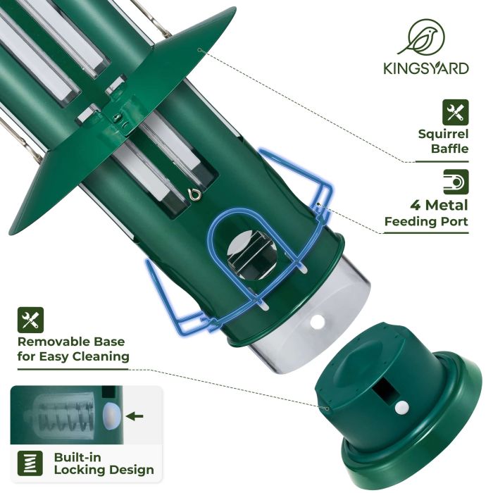 Dark Green Kingsyard Squirrel Proof Pro Bird Feeder 4