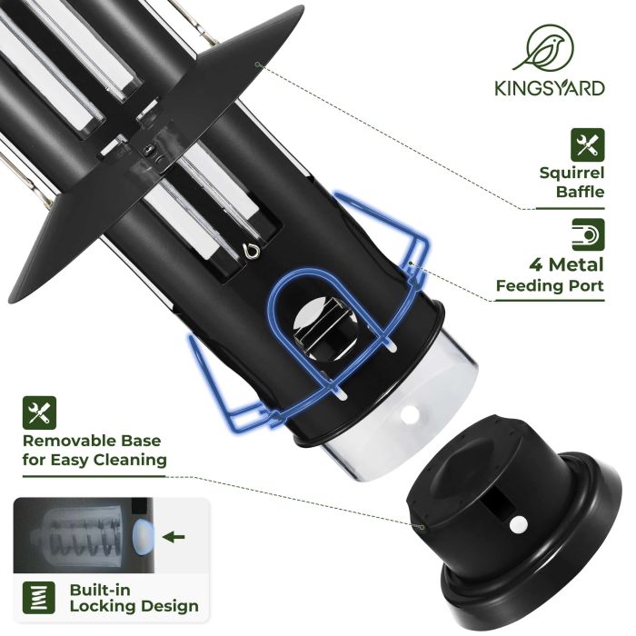 Black Kingsyard Squirrel Proof Pro Bird Feeder 4 Black Kingsyard Squirrel Proof Pro Bird Feeder 4