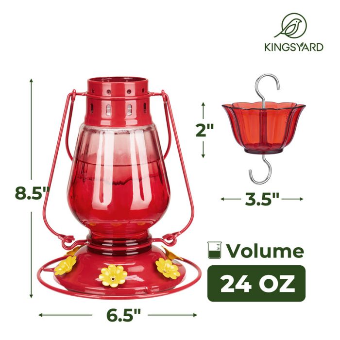 Kingsyard Lamp-shaped Glass Hummingbird Feeder 3 Kingsyard Lamp-shaped Glass Hummingbird Feeder 3