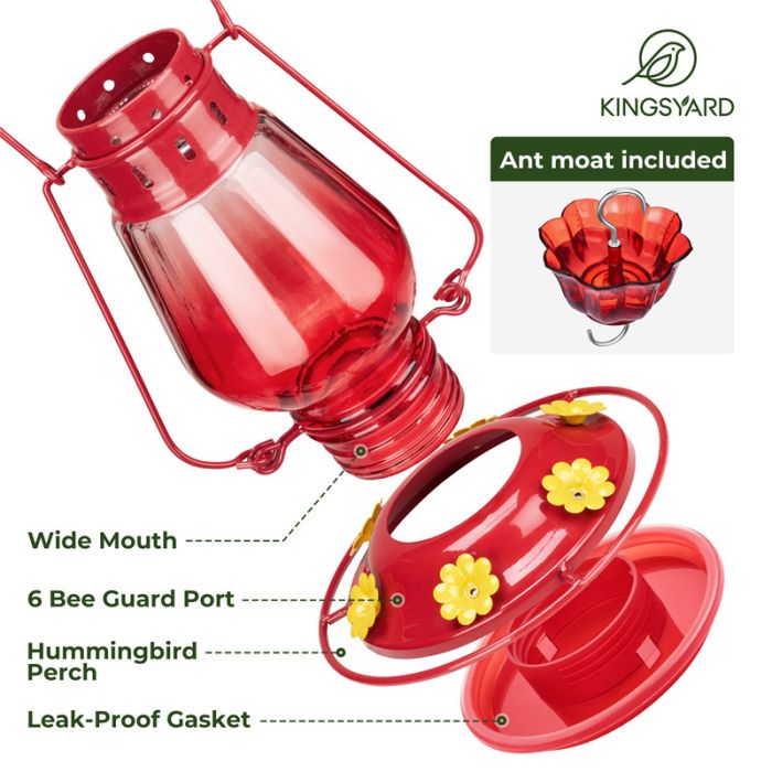 Kingsyard Lamp-shaped Glass Hummingbird Feeder 4 Kingsyard Lamp-shaped Glass Hummingbird Feeder 4