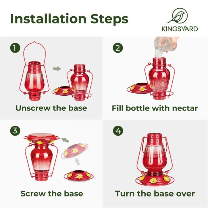 Kingsyard Lamp-shaped Glass Hummingbird Feeder 5 Kingsyard Lamp-shaped Glass Hummingbird Feeder 5