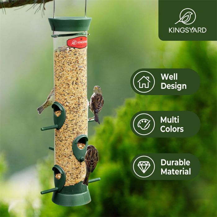 Dark Green Kingsyard Extra Thick Tube Bird Feeder 9