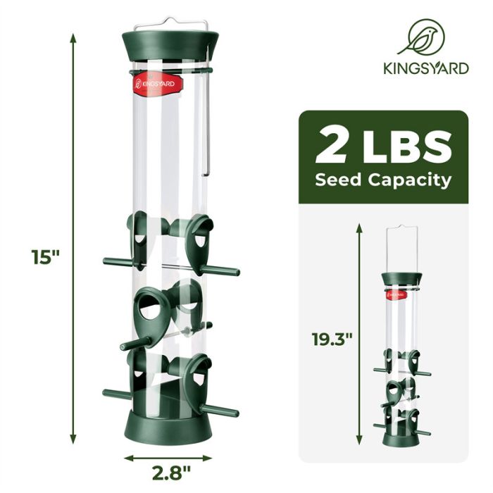 Dark Green Kingsyard Extra Thick Tube Bird Feeder 3