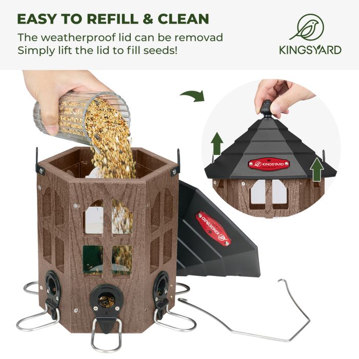 Brown Kingsyard Wild Bird Feeder for Outside Hanging 5 Brown Kingsyard Wild Bird Feeder for Outside Hanging 5