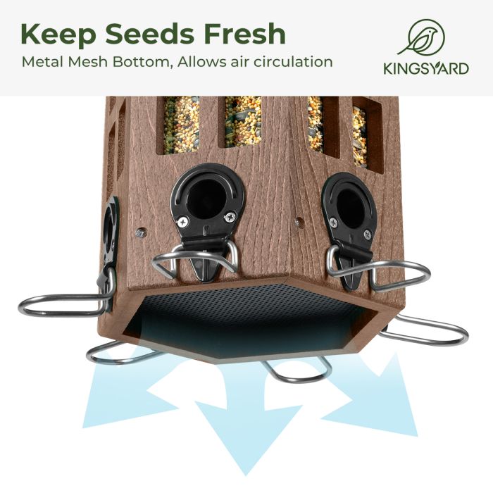 Brown Kingsyard Wild Bird Feeder for Outside Hanging 6 Brown Kingsyard Wild Bird Feeder for Outside Hanging 6