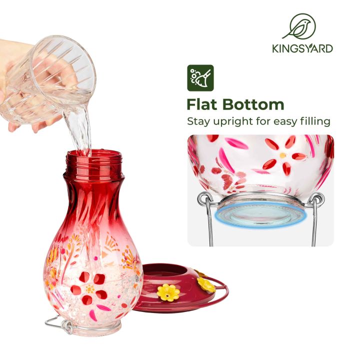 Kingsyard 26oz Leak Proof Glass Hummingbird Feeders with Ant Moat 4 Kingsyard 26oz Leak Proof Glass Hummingbird Feeders with Ant Moat 4