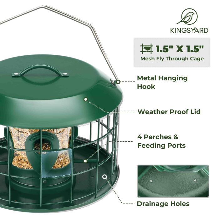 Kingsyard Squirrel Proof Caged Tube Bird Feeder 4 Kingsyard Squirrel Proof Caged Tube Bird Feeder 4