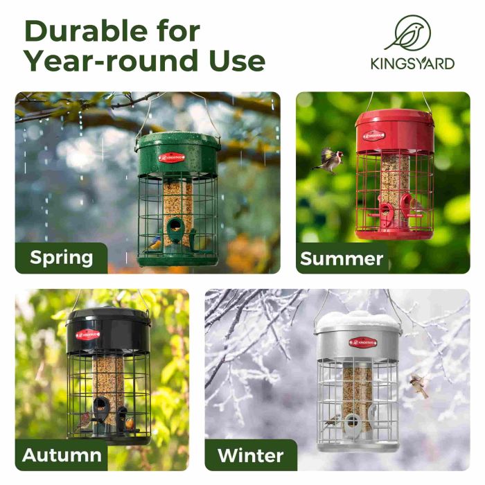 Red Kingsyard Caged Squirrel Proof Tube Feeder with Weatherproof Design 7