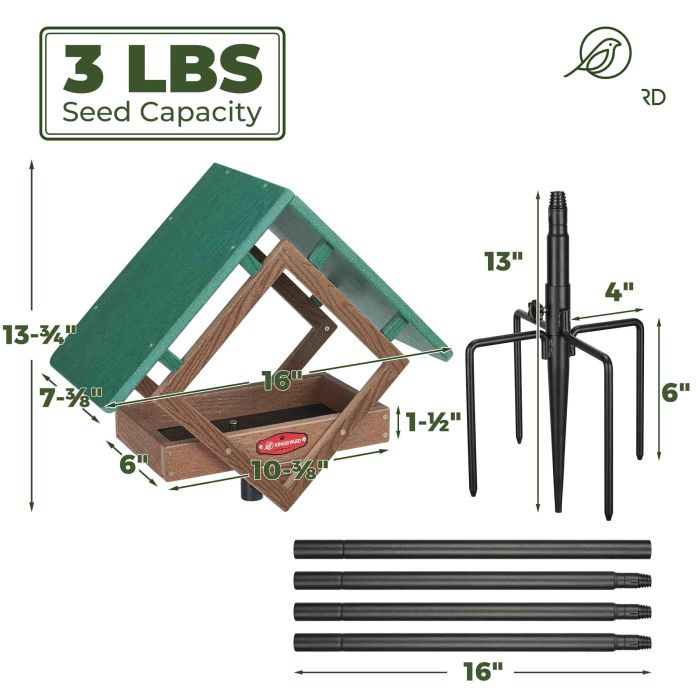 Kingsyard Adjustable Platform Metal Mesh Tray Bird Feeder 3