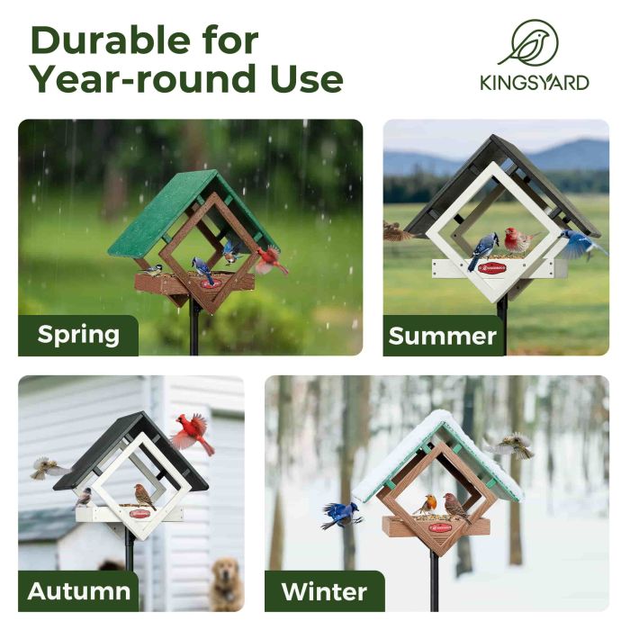 Kingsyard Adjustable Platform Metal Mesh Tray Bird Feeder 8