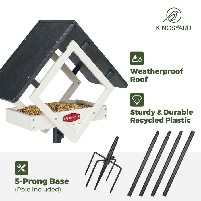 White Kingsyard Adjustable Platform Metal Mesh Tray Bird Feeder 4 White Kingsyard Adjustable Platform Metal Mesh Tray Bird Feeder 4