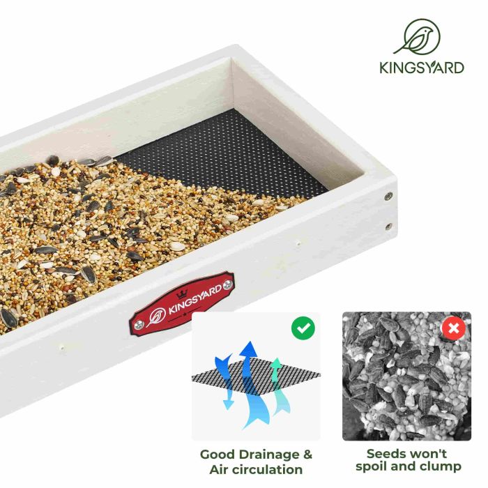 White Kingsyard Adjustable Platform Metal Mesh Tray Bird Feeder 5 White Kingsyard Adjustable Platform Metal Mesh Tray Bird Feeder 5