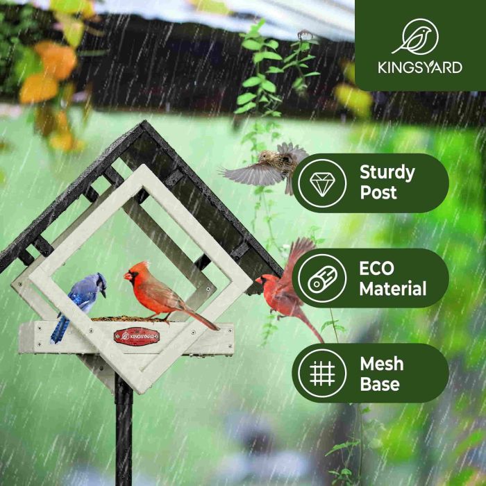 White Kingsyard Adjustable Platform Metal Mesh Tray Bird Feeder 6 White Kingsyard Adjustable Platform Metal Mesh Tray Bird Feeder 6