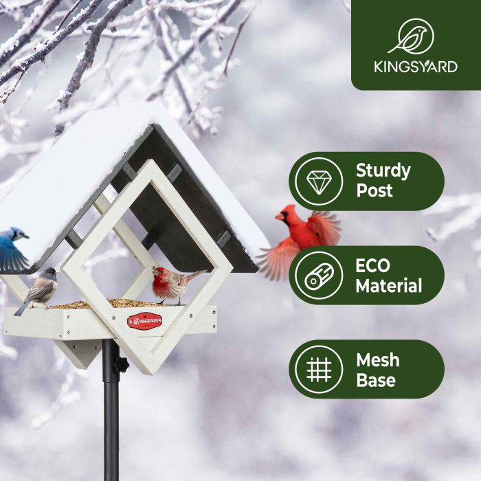 White Kingsyard Adjustable Platform Metal Mesh Tray Bird Feeder 7 White Kingsyard Adjustable Platform Metal Mesh Tray Bird Feeder 7