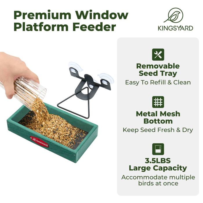 Kingsyard Window Bird Feeder with Triangular Bracket 3