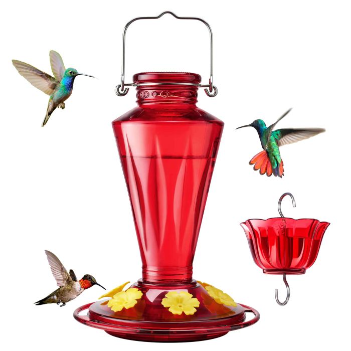 Kingsyard 16oz Glass Hummingbird Feeder with Ant & Bee Proof 2