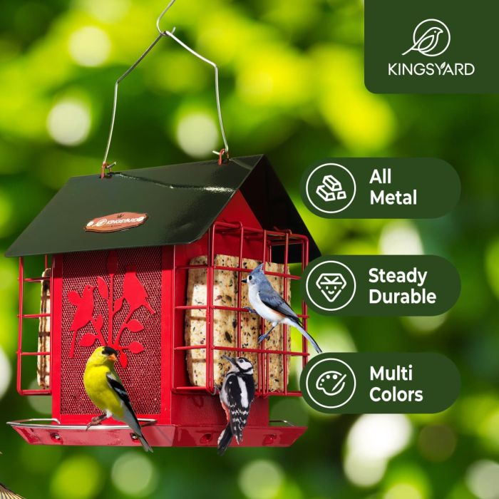 Kingsyard Double Suet Hopper Bird Feeder With Rainproof Roof 6