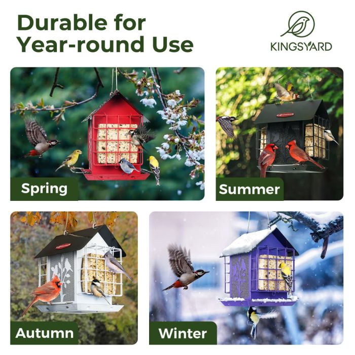 Kingsyard Double Suet Hopper Bird Feeder With Rainproof Roof 7