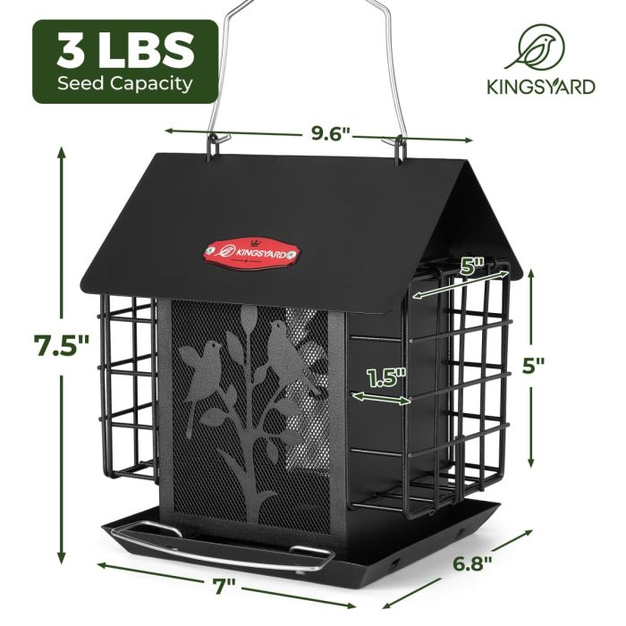 Black Kingsyard Double Suet Hopper Bird Feeder With Rainproof Roof 3 Black Kingsyard Double Suet Hopper Bird Feeder With Rainproof Roof 3