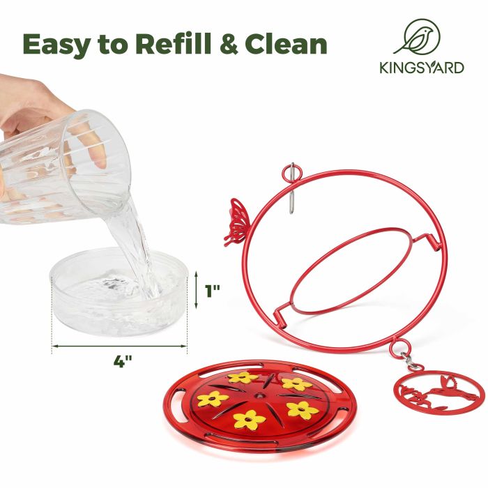 Kingsyard Circle Shape Tray Hummingbird Feeder with Ant Moat 4
