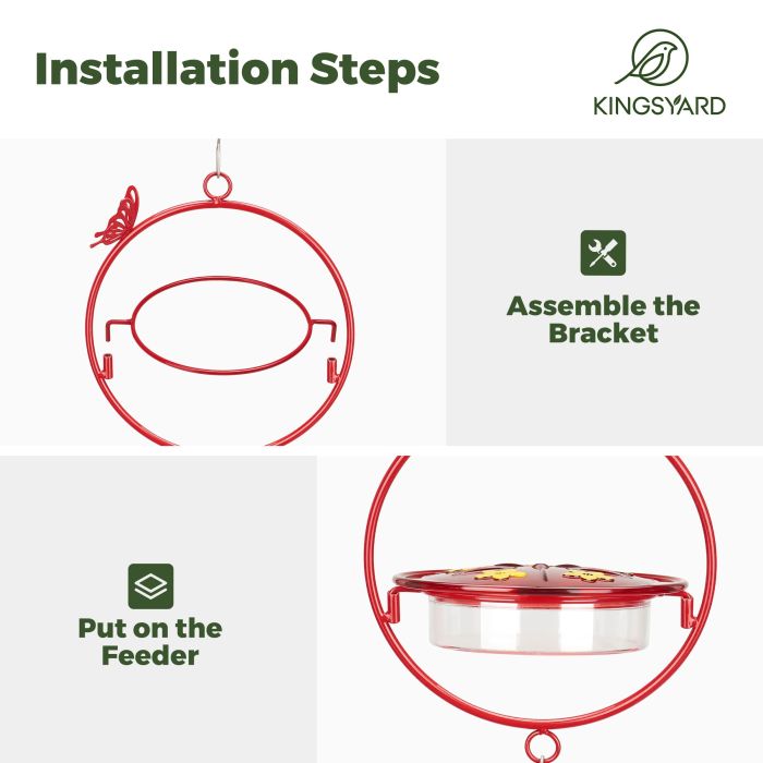 Kingsyard Circle Shape Tray Hummingbird Feeder with Ant Moat 5