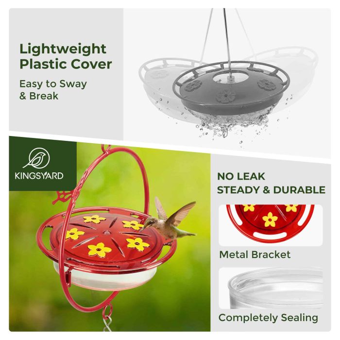 Kingsyard Circle Shape Tray Hummingbird Feeder with Ant Moat 6