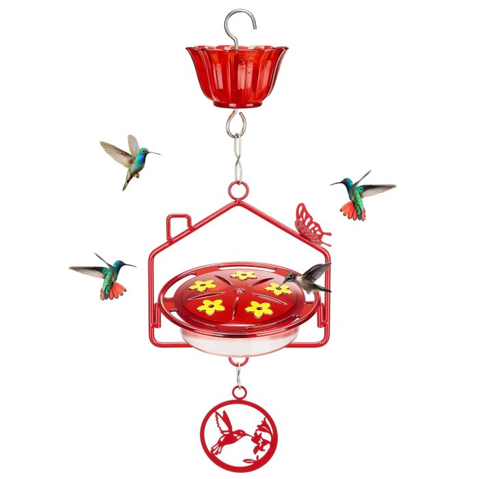 Kingsyard House Shape Tray Hummingbird Feeder with Ant Moat 2