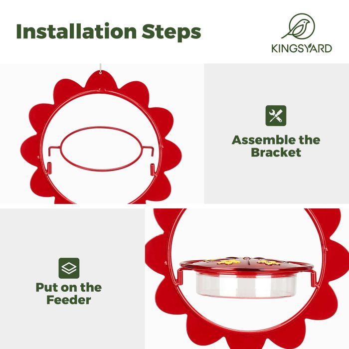 Kingsyard Floral Shape Tray Hummingbird Feeder with Ant Moat 5