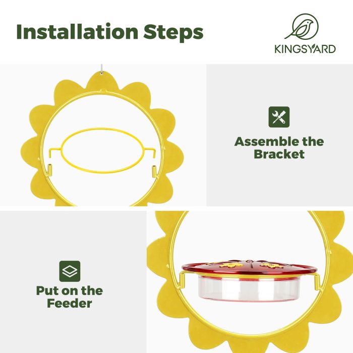 Yellow Kingsyard Floral Shape Tray Hummingbird Feeder with Ant Moat 5