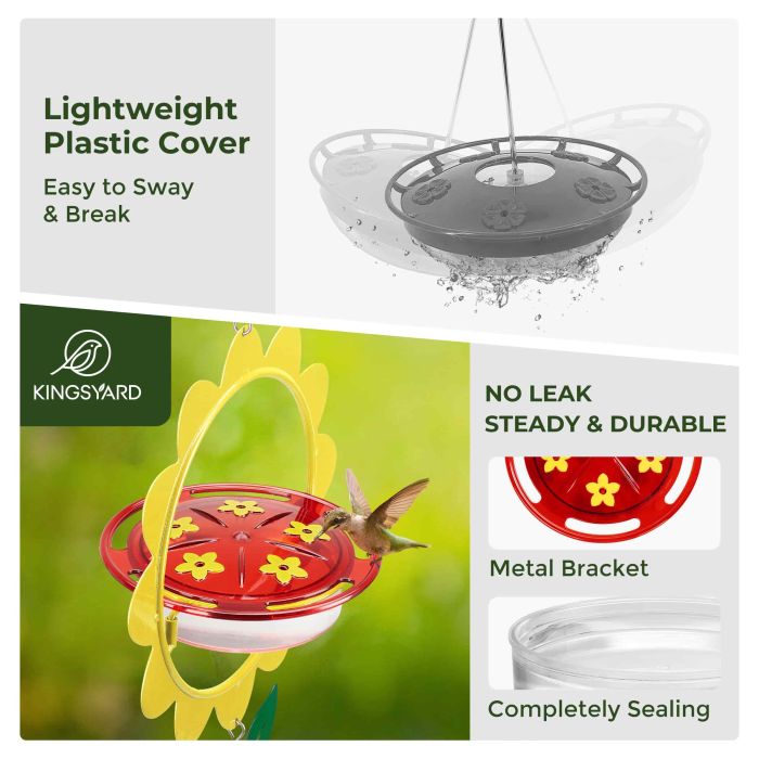 Yellow Kingsyard Floral Shape Tray Hummingbird Feeder with Ant Moat 6